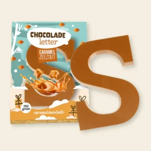 Caramelchocolade met zeezout chocoladeletter (150 gram) [Plasticvrij]