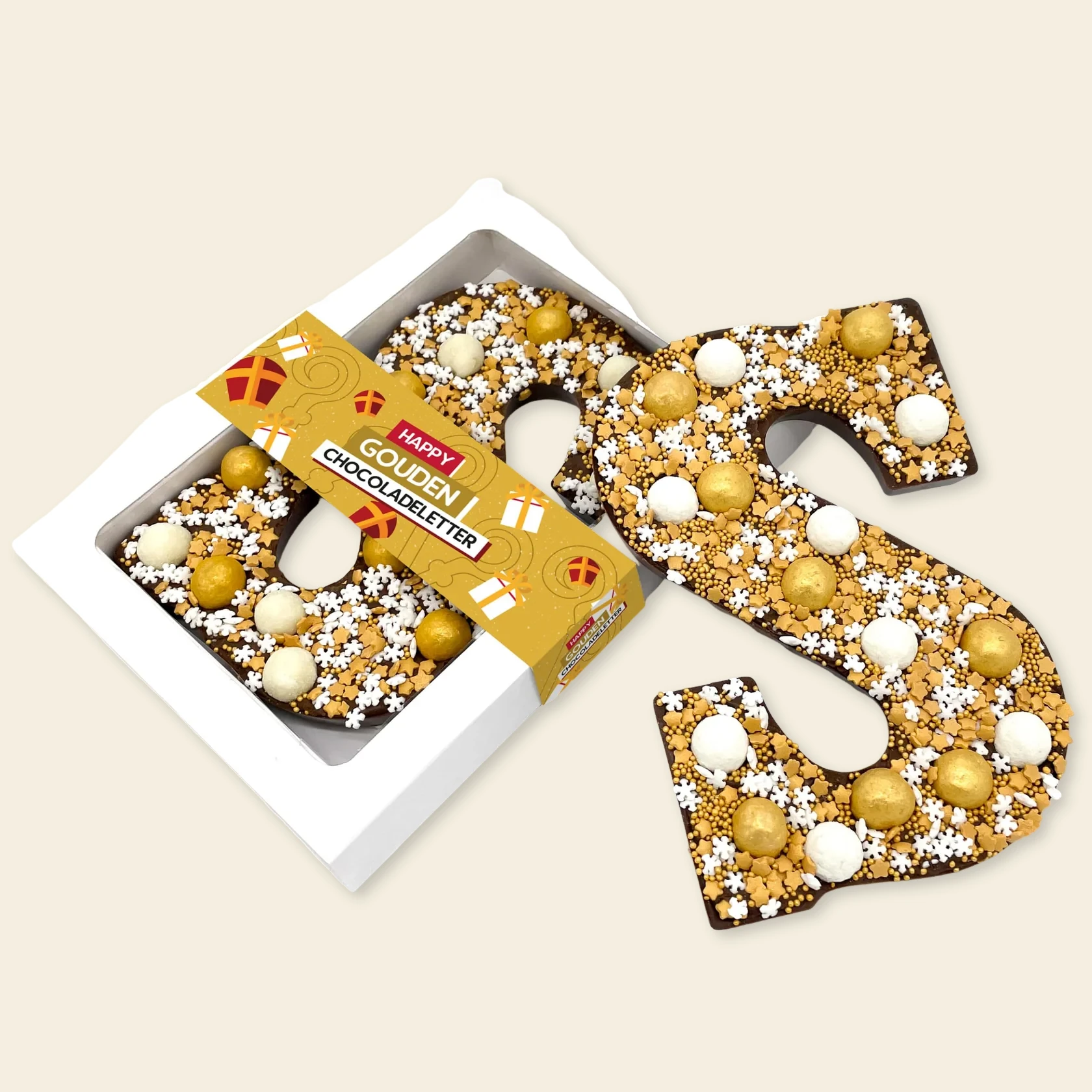 Chocolade Happy Chocoladeletter goud (250 gram) - Melk